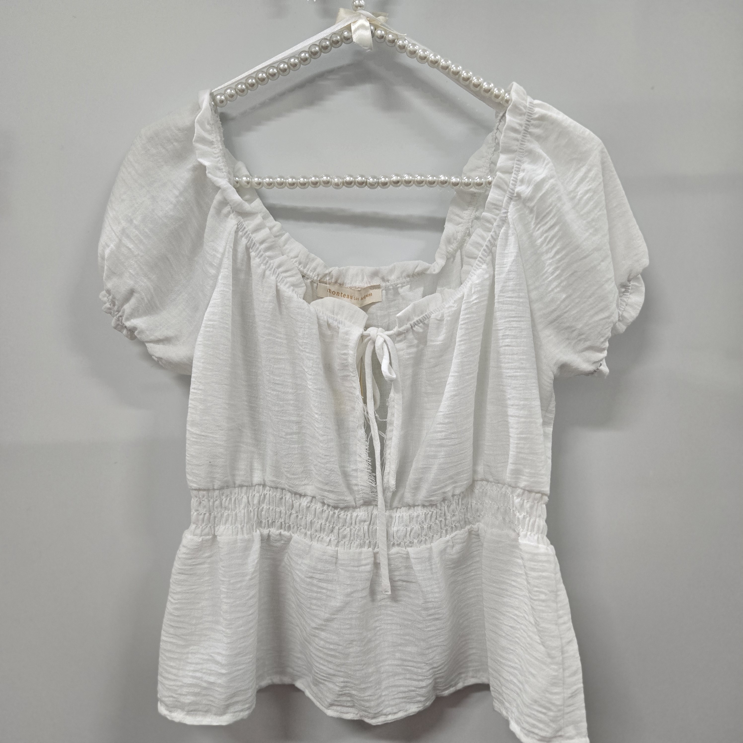 Monteau White Ruffled Blouse